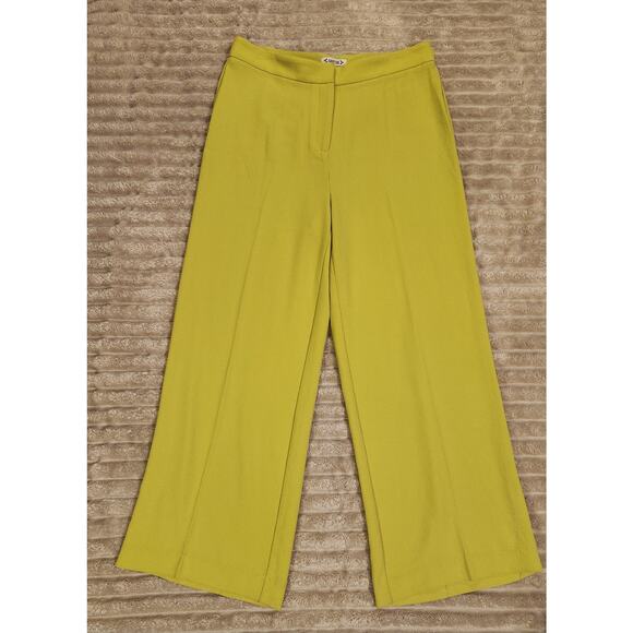 Nanette Lepore High-Waisted‎ Wide Leg Crepe Pants Citrine Size 12 - Picture 1 of 5